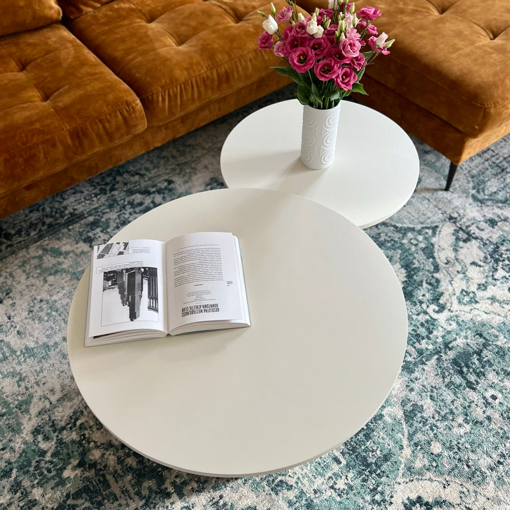 
                  
                    set of two round fluted coffee tables in light beige Ø 70 & Ø 53 cm
                  
                