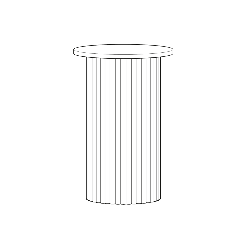 round and fluted bedside table in custom color